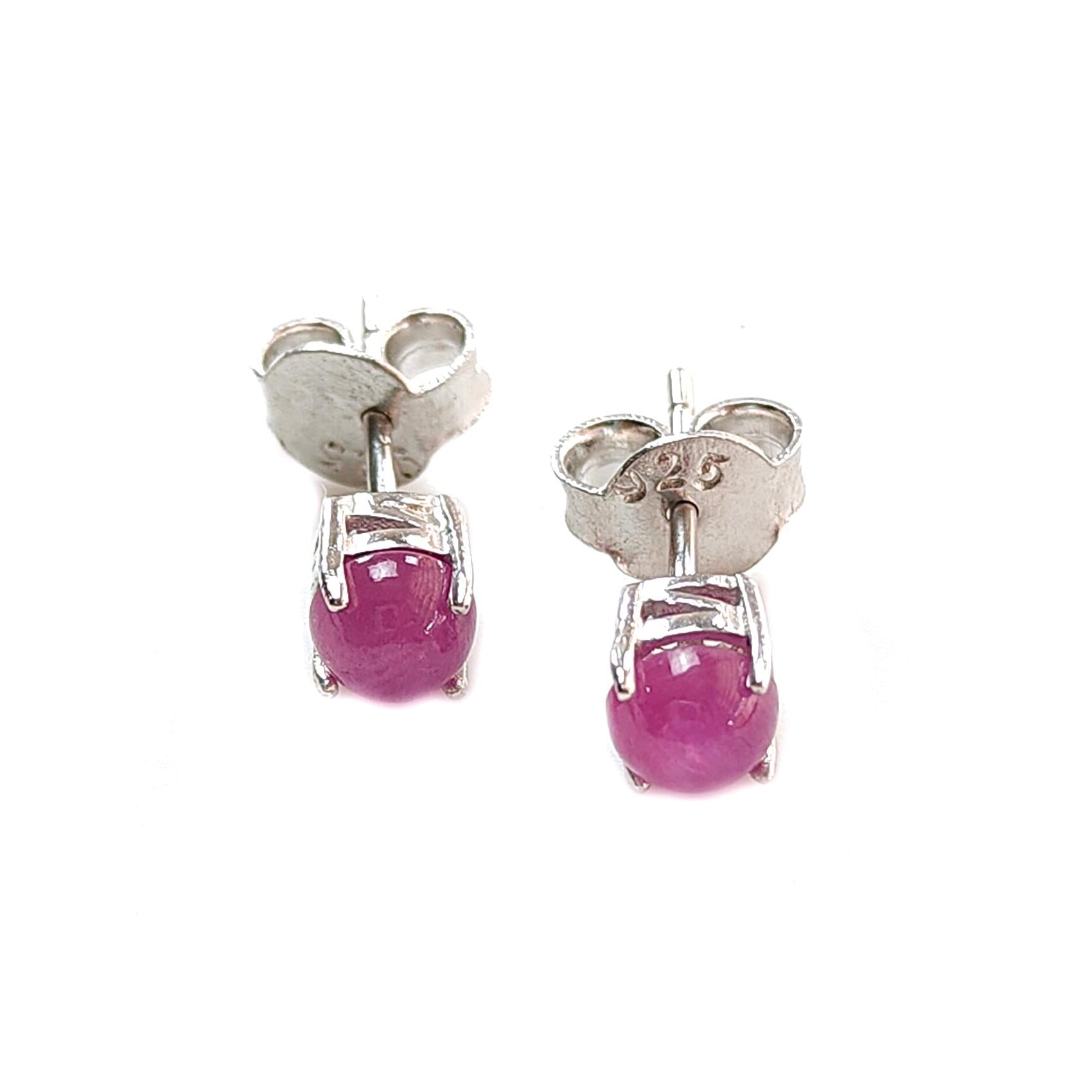 Natural Ruby Gemstone 925 Sterling Silver Push Back Stud Earring