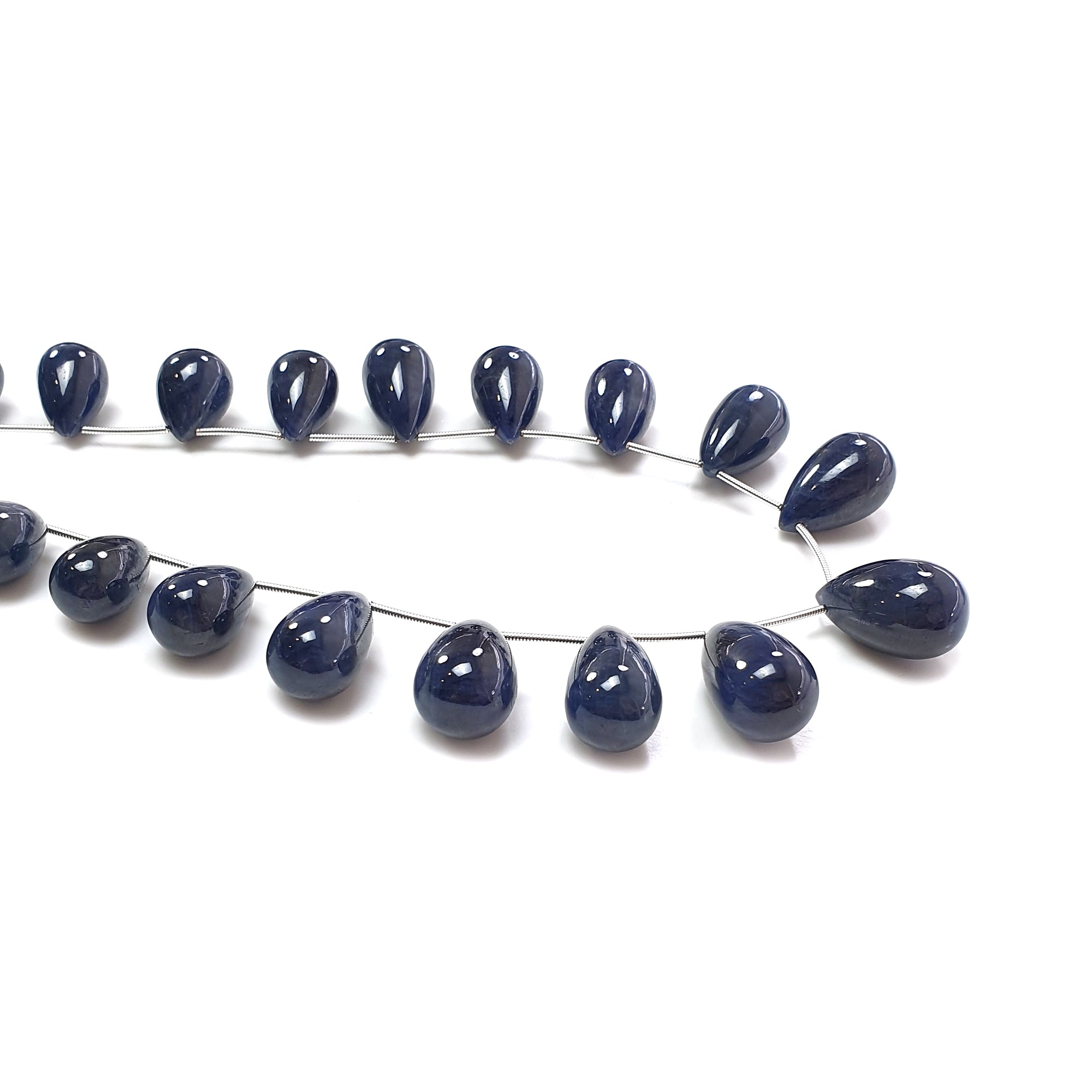 Blue Sapphire Plain Beads Necklace : 649.80cts Natural Sapphire Gemstone Plain Teardrop Beads Necklace 14mm - 22.5mm 20"
