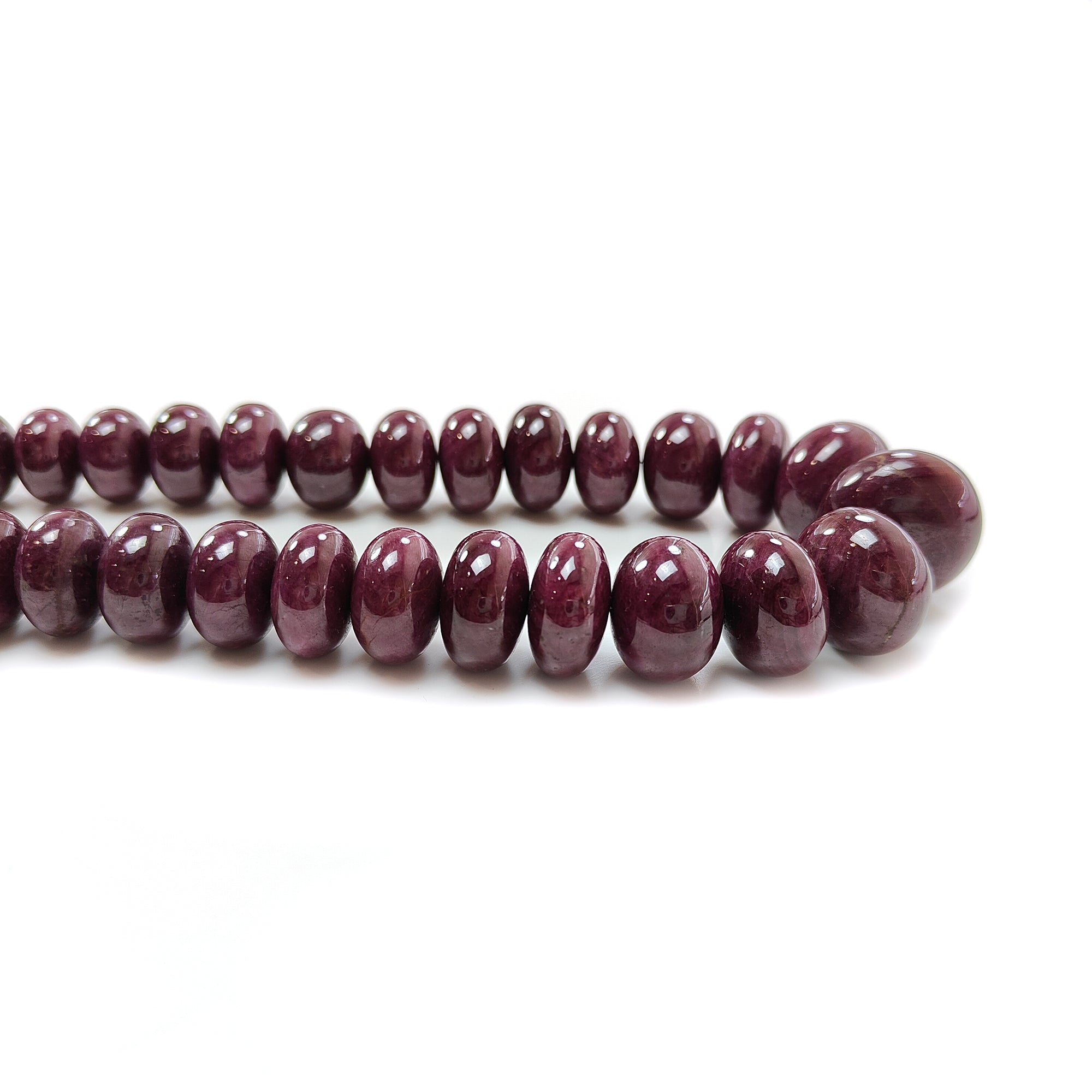 Ruby Gemstone Plain Necklace : 1794.00cts 925 Sterling Silver Natural Untreated Red Ruby Rondelle 15mm - 26mm 20"