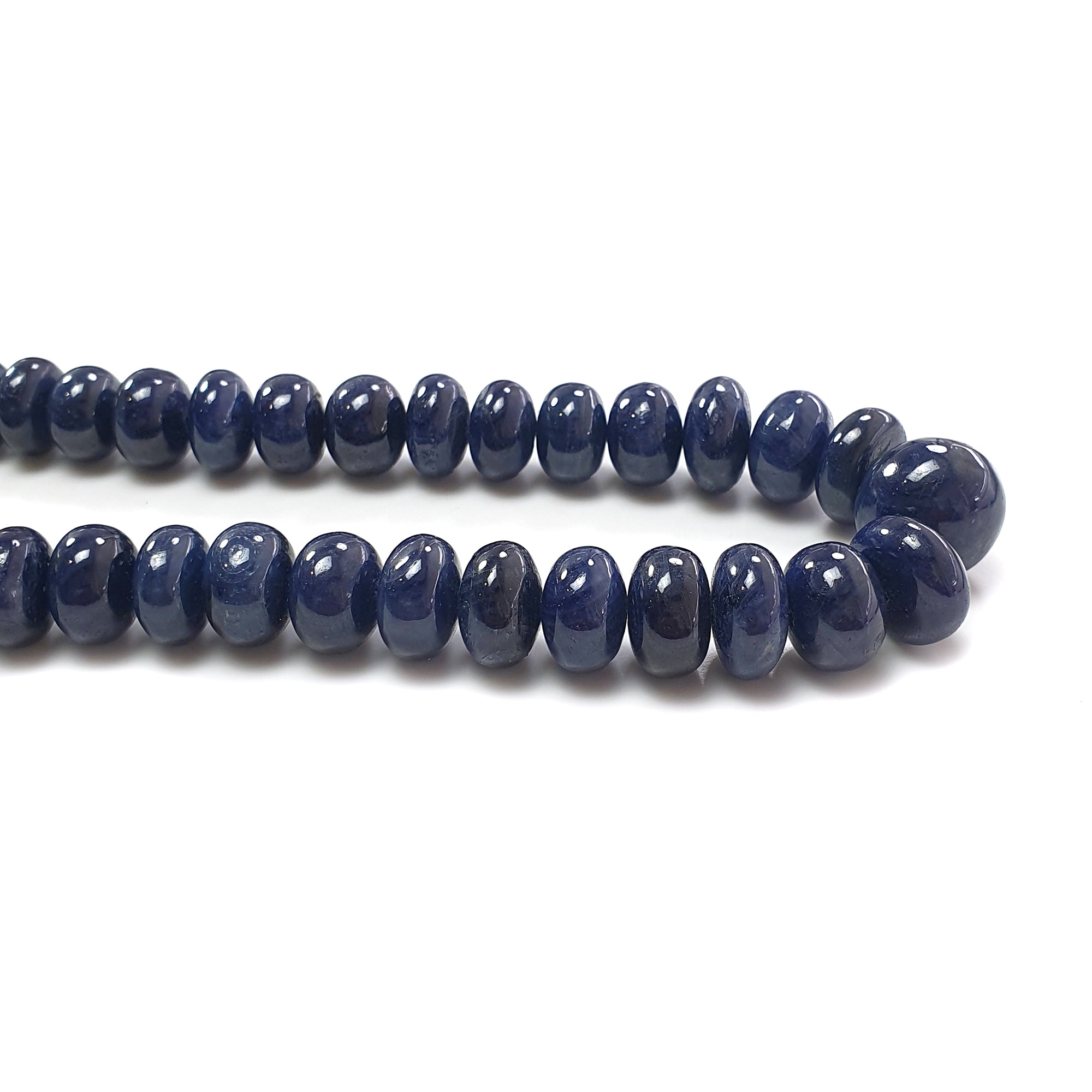 Blue Sapphire Plain Beads Necklace : 1247.50cts 925 Sterling Silver Natural Untreated Blue Sapphire Rondelle Beads 10mm - 19mm 22"