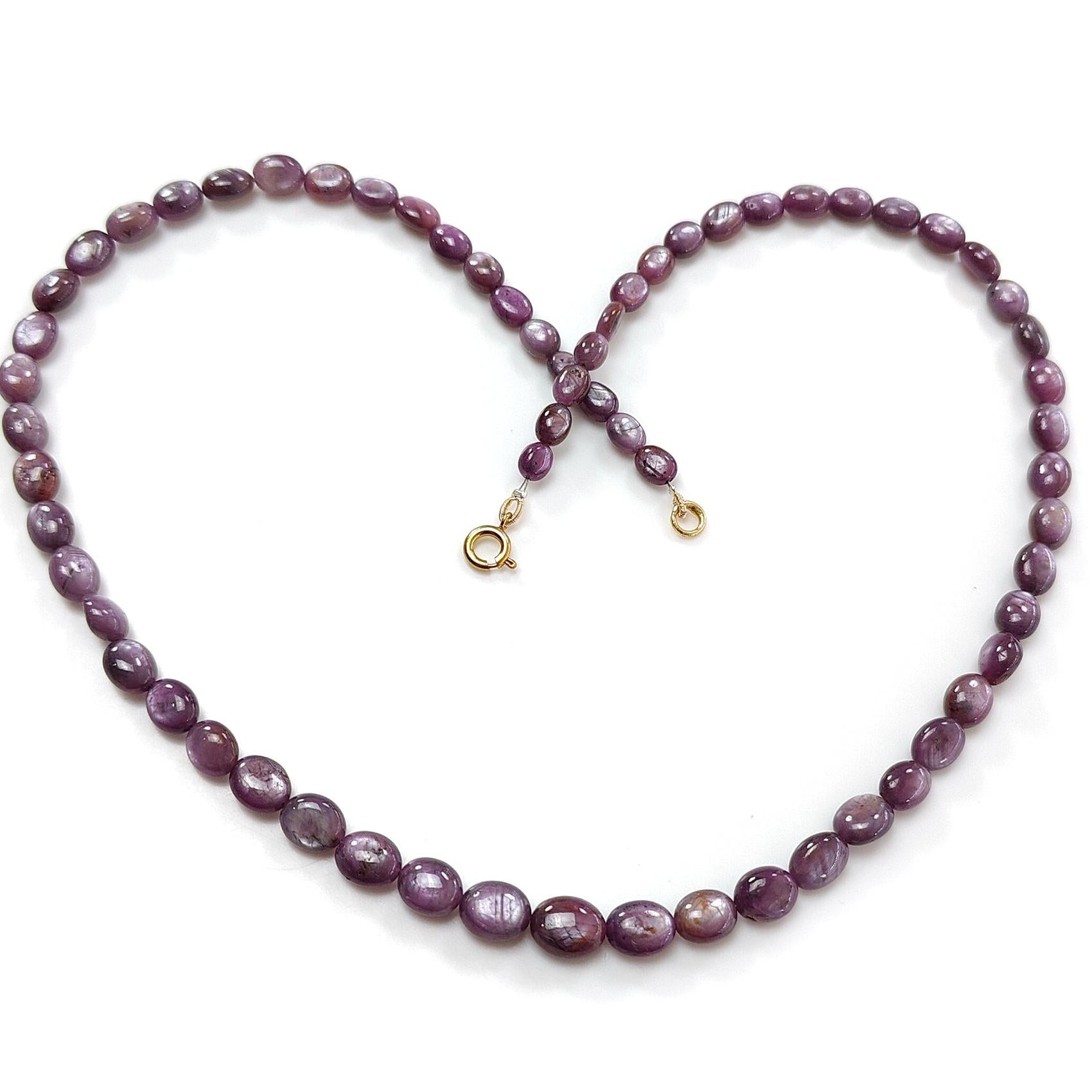 Pink Sapphire Gemstone Beads Necklace: 172.00cts Natural Untreated Raspberry Sheen Sapphire Plain Oval Brass Necklace 7*5mm - 10*8mm 21"
