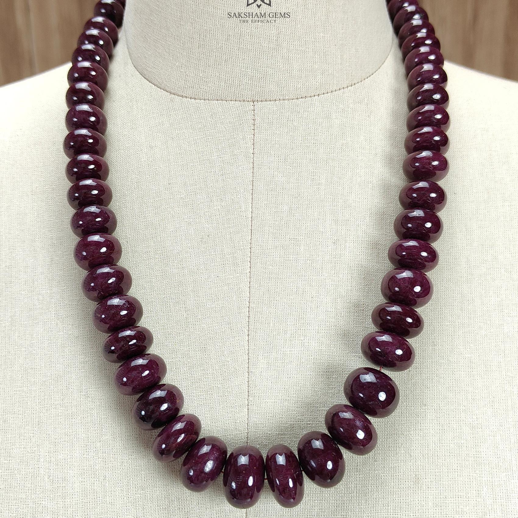 Ruby Gemstone Rondelle Necklace : 1685.00cts Natural Untreated Red Ruby Plain Necklace 15mm - 20mm 20"