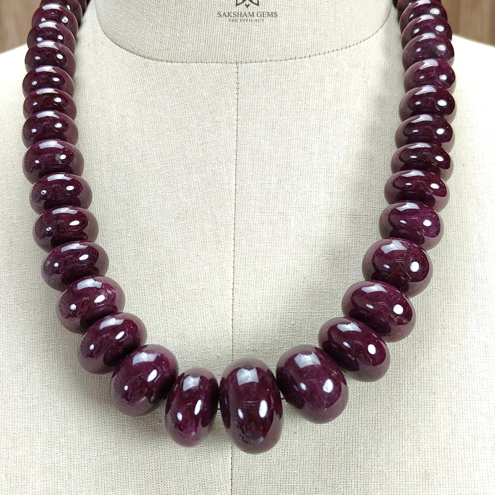 Ruby Gemstone Rondelle Necklace : 2239.90cts Natural Untreated Red Ruby Plain 15mm-29mm 20"