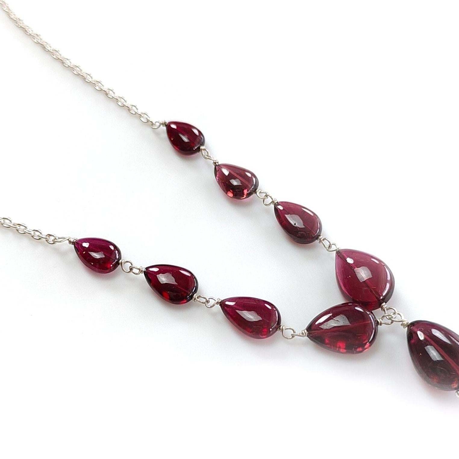 Rubellite Tourmaline Necklace: 41.50cts Natural Untreated Pink Tourmaline 925 Sterling Silver Plain Pear 20"