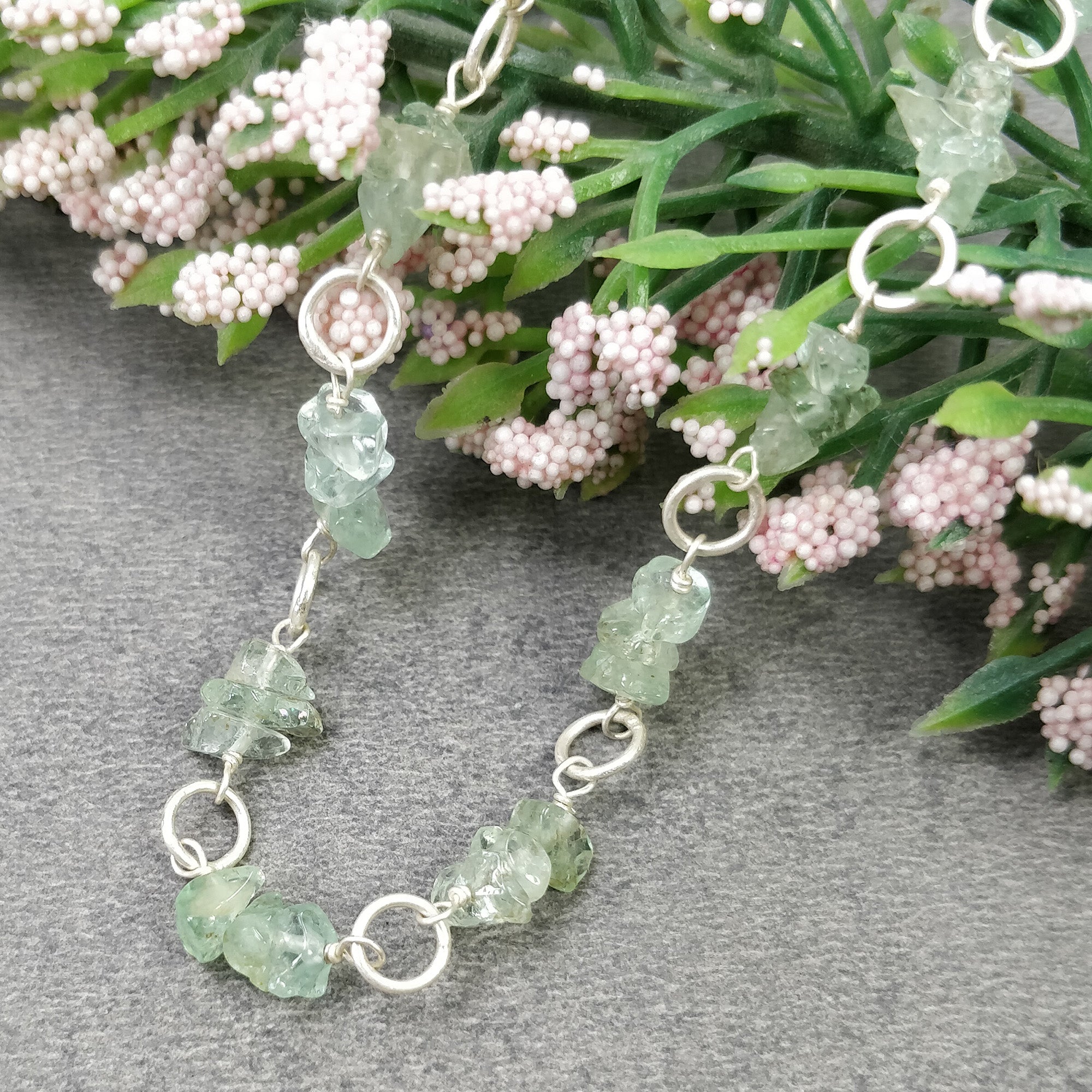 EMERALD Gemstones Raw Uncut Beads : Natural Untreated Emerald Sterling Silver Chain Necklace 16" Gift For Her