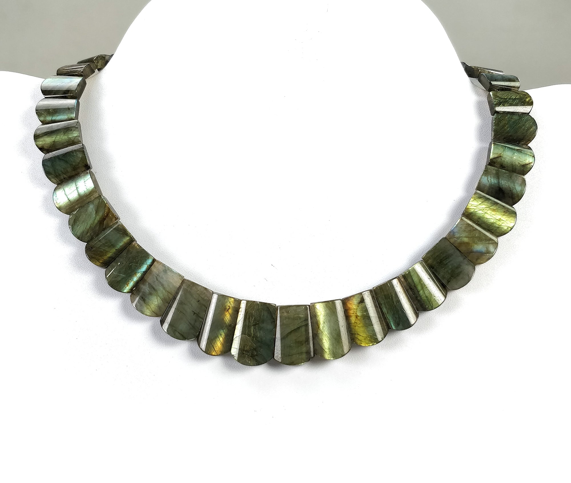 Rainbow Flashing LABRADORITE Gemstone Necklace : 14" Natural Untreated Labradorite Uneven Shape Cabochon Choker Necklace Gift For Her