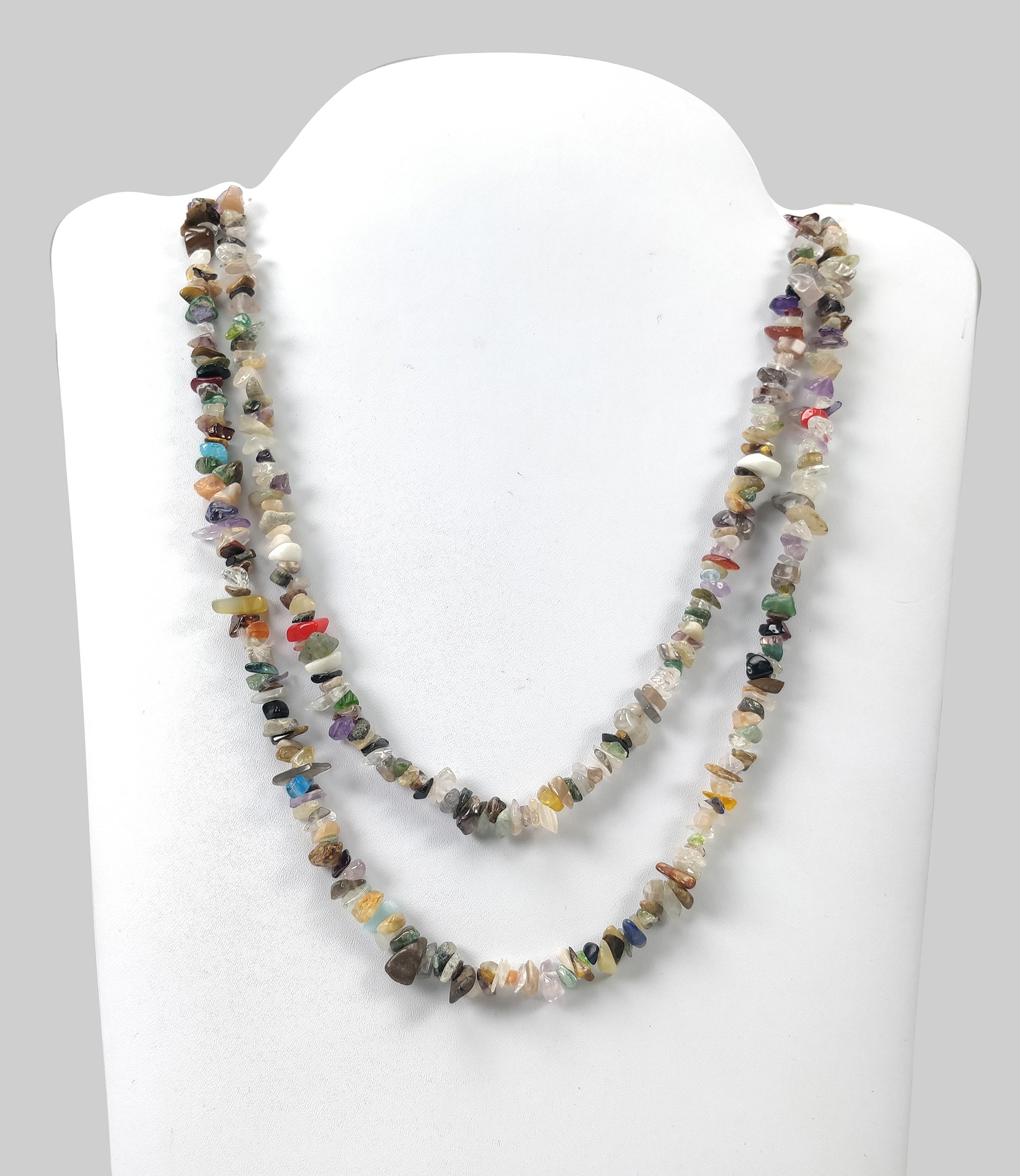Semi Precious Uncut Gemstone Necklace : 265.85cts Natural 37" Nuggets 4mm-11mm