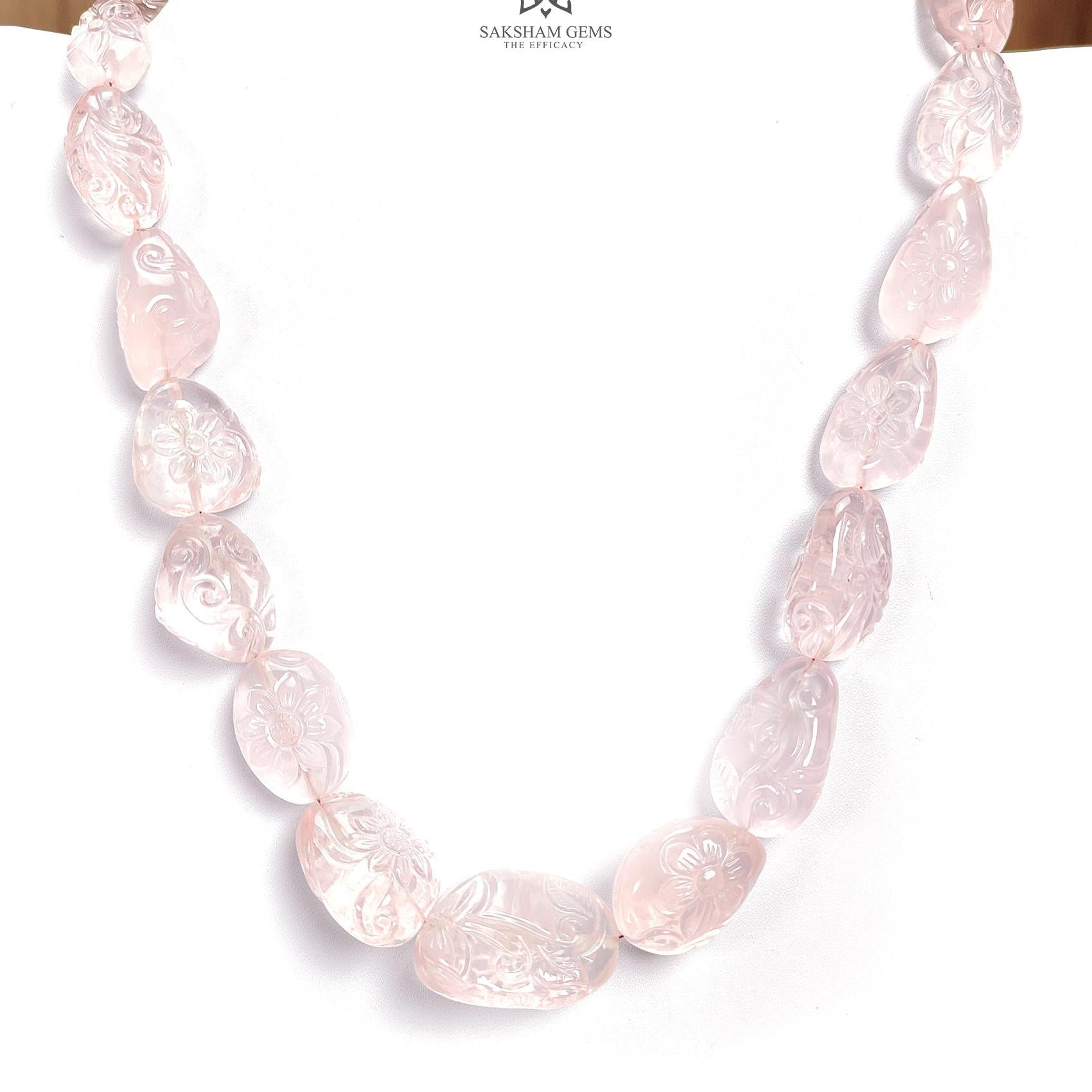 Pink Rose Quartz Loose Beads: 660.00cts Natural Untreated Quartz Fancy Shape Hand Carved Beads 15.5*12.5mm - 31*22mm 20"