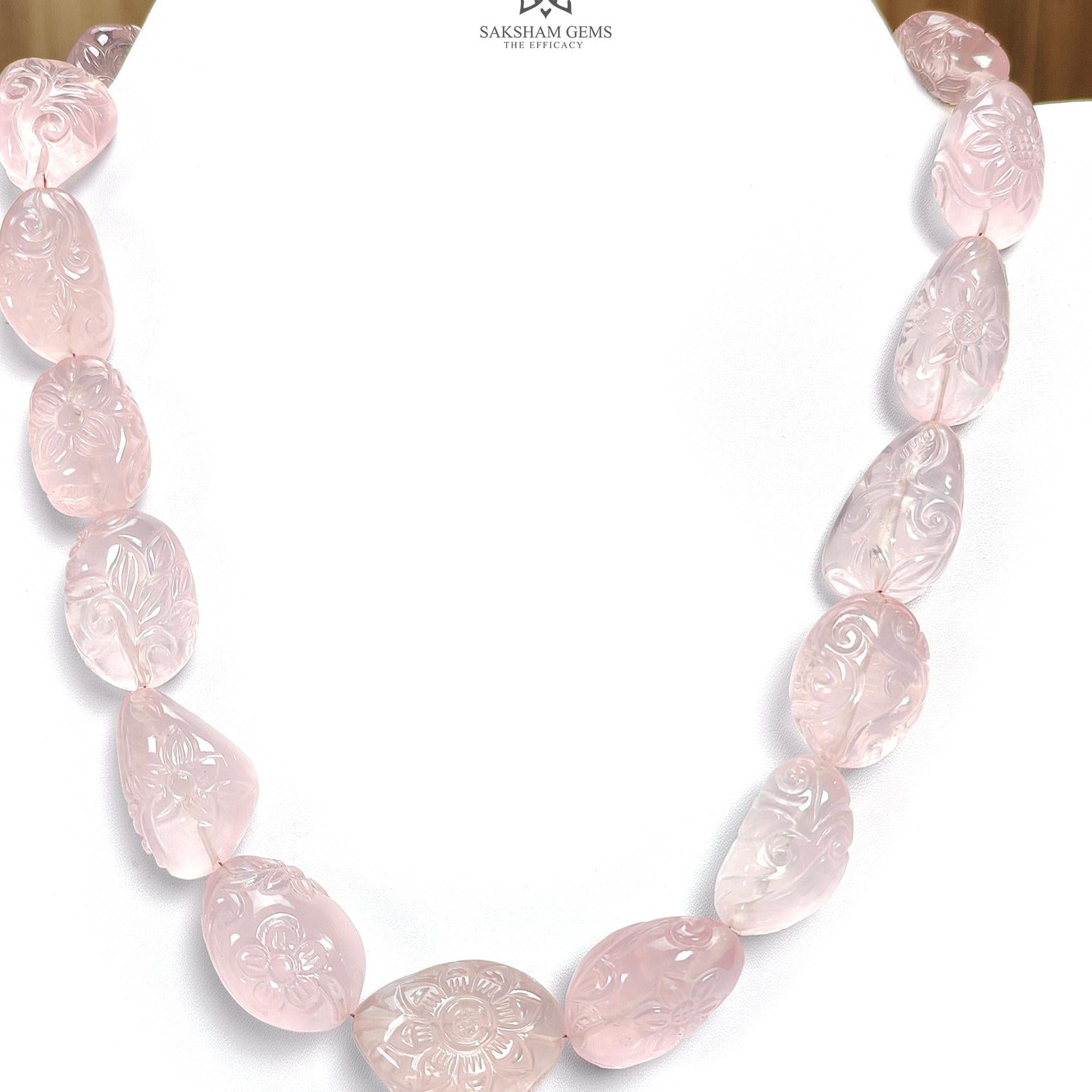 Pink Rose Quartz Loose Beads: 800.60cts Natural Untreated Quartz Fancy Shape Hand Carved Beads 17*13mm - 30.5*23mm 20"