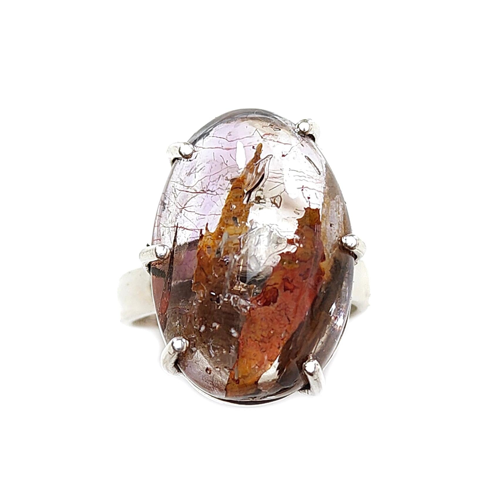 925 Sterling Silver Prong Set Natural Amethyst Ring