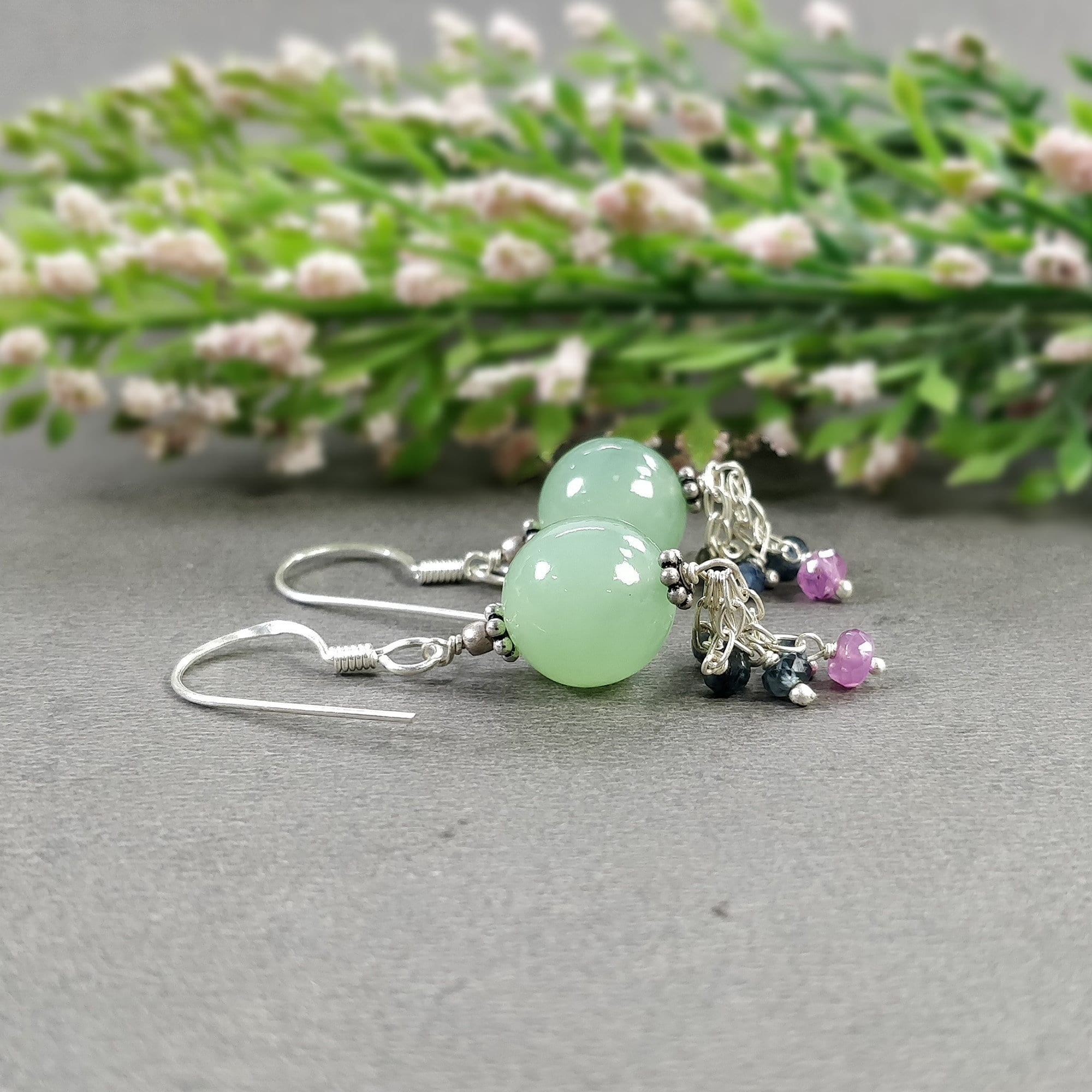 蛇紋石のイヤリング