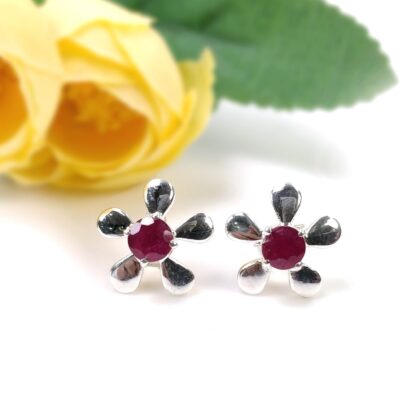 Ruby Silver Earring