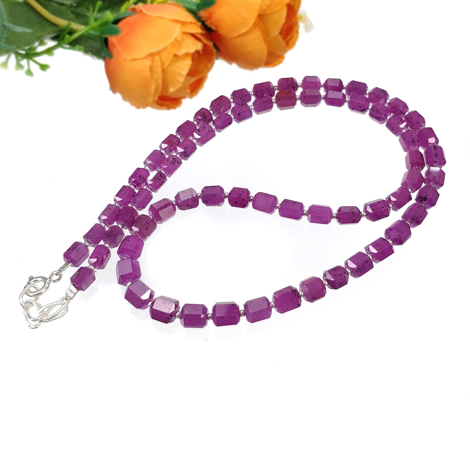 silver beads necklace