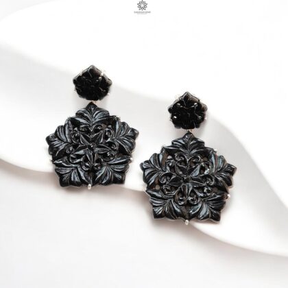 Black Onyx Silver Earring