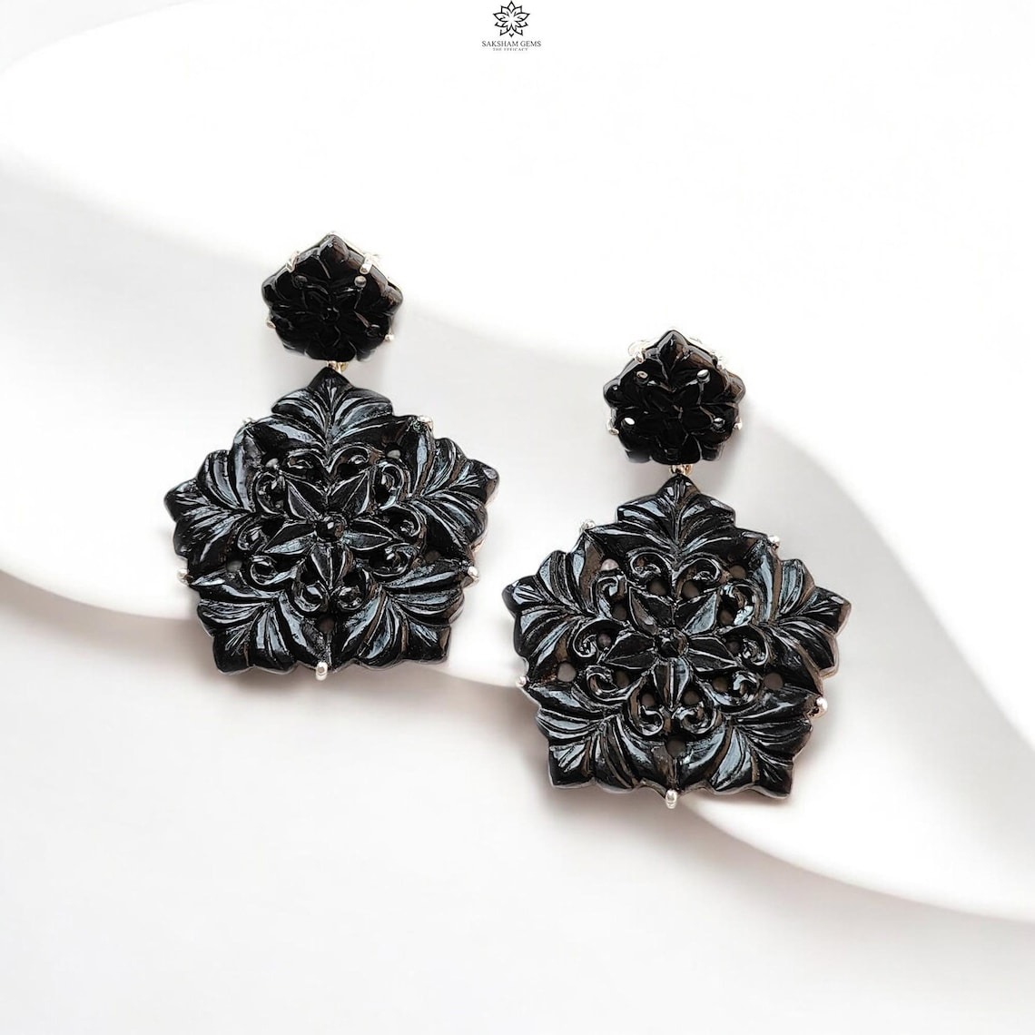 Black Onyx Silver Earring