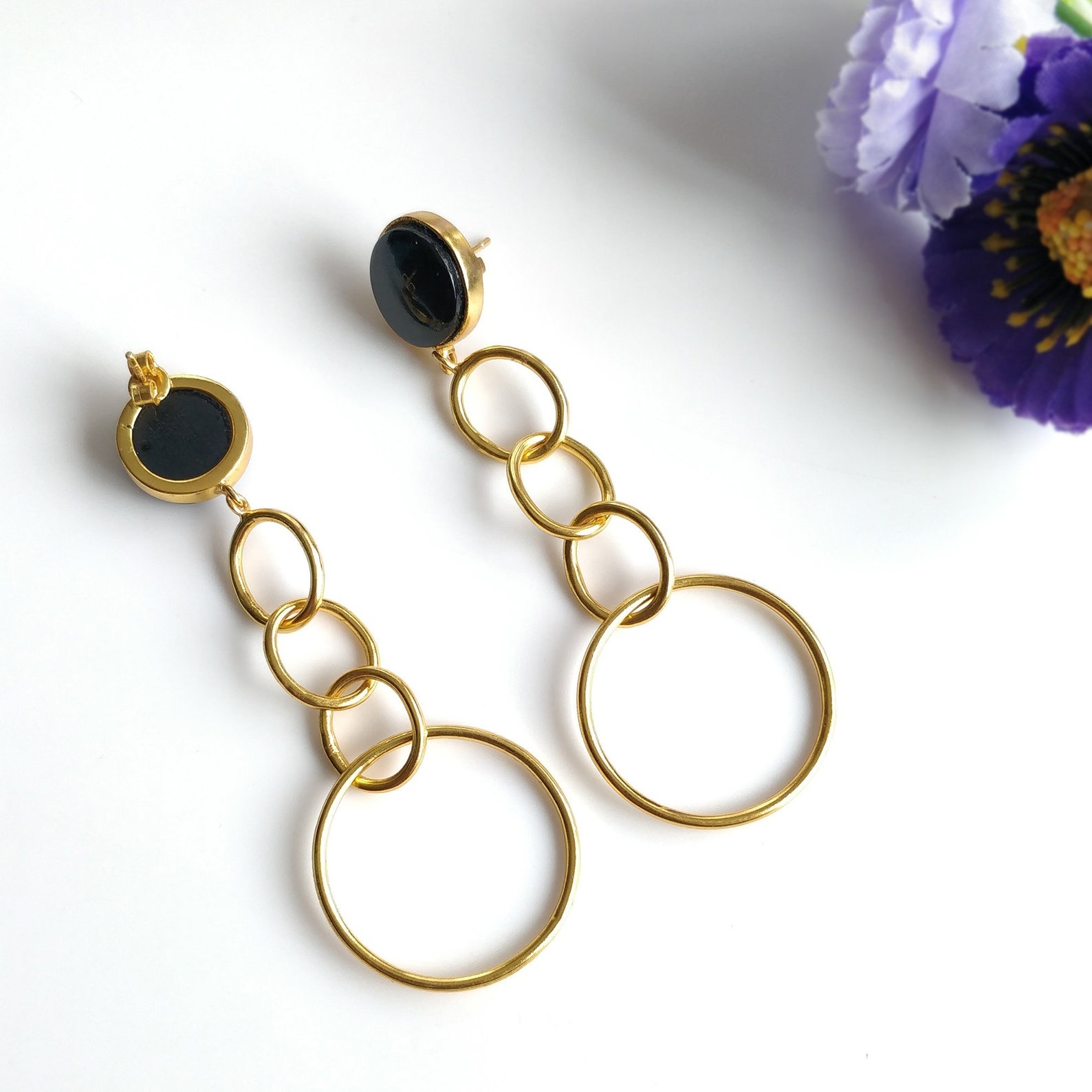 オニキスのイヤリング